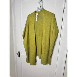 Chico's Green Draped Poncho Cardigan Open Kimono Oversized Sweater Wrap OS